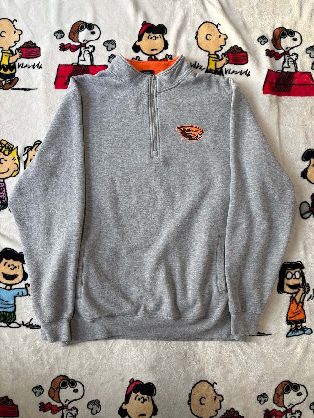 Colosseum Mens Oregon State Beavers Quarter-Zip Pullover Sweatshirt Gray XL